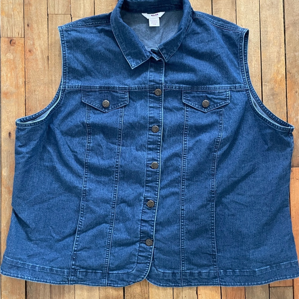 Vintage Alia Plus denim vest-Size 24W - Picture 6 of 11
